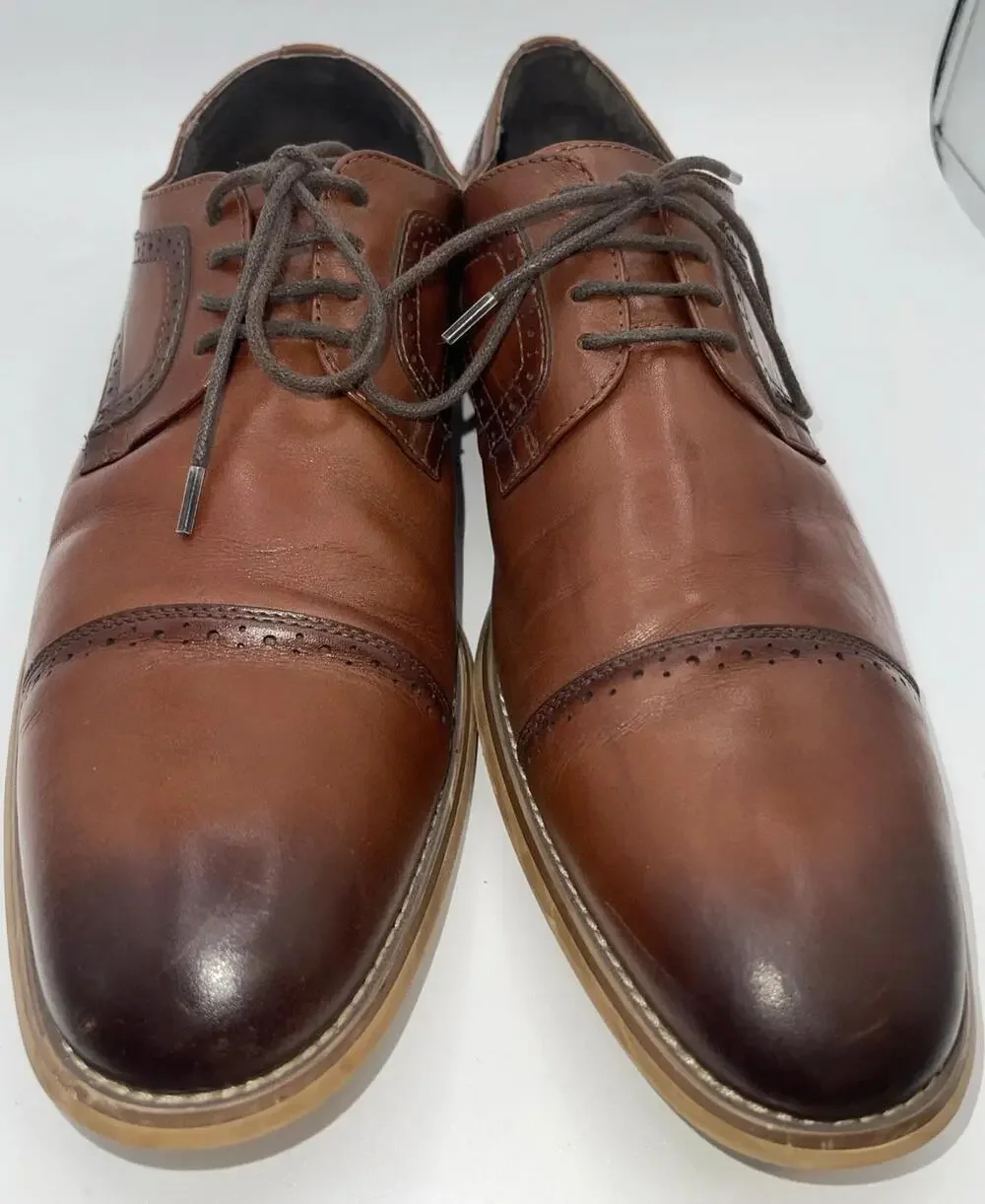Stacy Adams Dress Shoes Mens Size 10.5 Brown Leather Cap Toe Derby 25065-221